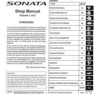 2005 Hyundai Sonata Service Shop Manual