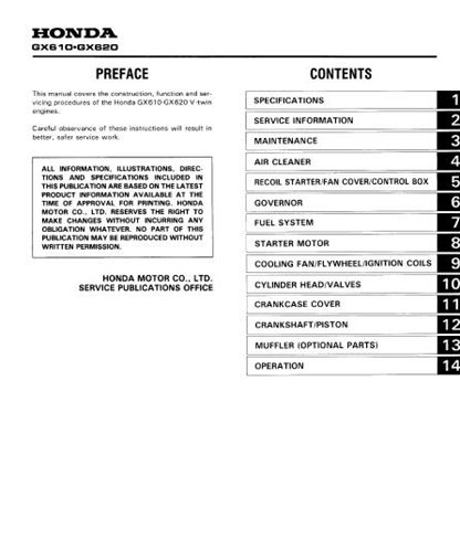 Honda Gxv610, Gxv620 Engine pdf