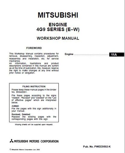 Mitsubishi 4G9 PDF