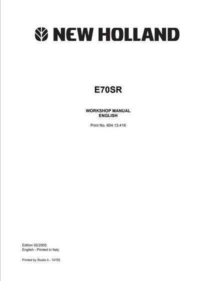 New Holland E70SR Service Manual