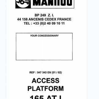 Manitou Access Platform 165 ATJ Service Repair Manual