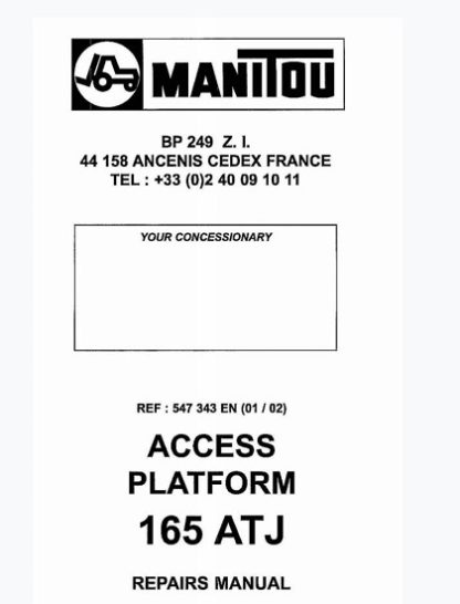 Manitou Access Platform 165 ATJ Service Repair Manual