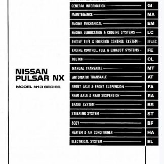 1989 Nissan Pulsar Nx N13 Series Service Manual