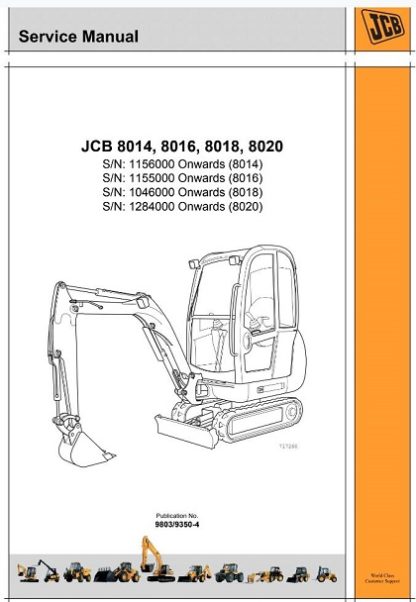 Jcb 8014 8016 8018 8020 Mini Excavator Repair Manual