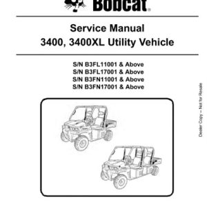 Bobcat 3400, 3400XL Utility Vehicle Service Manual