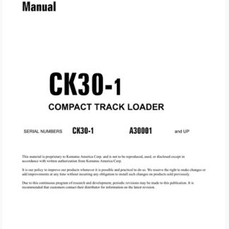 Komatsu CK30-1 Skid Steer Loader Service Shop Manual