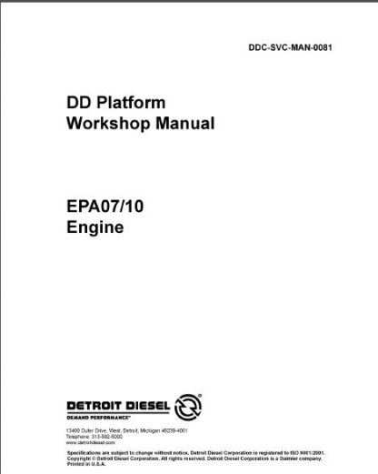 Detroit Diesel DD15 EPA07 Engine Repair Manual