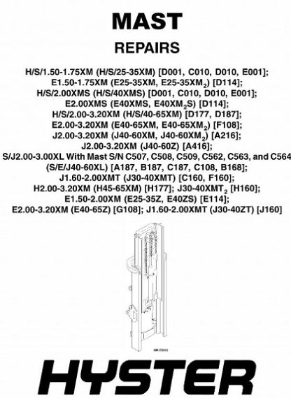 Hyster D010 (S25XM S30XM S35XM S40XMS) Forklift Service Manual