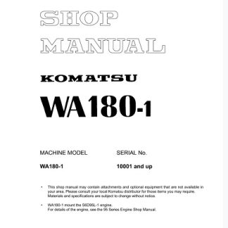 Komatsu WA180-1 Wheel Loader Service Shop Manual