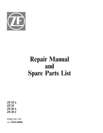 ZF Marine ZF Marine ZF 25 A, ZF 25, ZF45 A, ZF45-1 Repair Manual