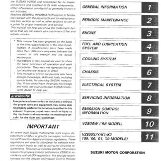 1997-2002 Suzuki VZ800 Maraude Service Repair Manual