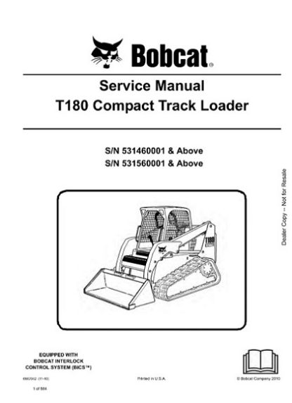 Bobcat T180 Compact Track Loader Service Repair Manual