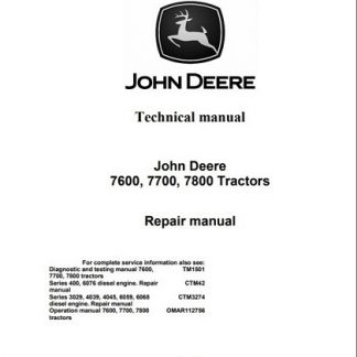 John Deere 7600 7700 7800 Tractors Service Repair Manual