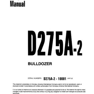 Komatsu D275A-2 Dozer Bulldozer Service Shop Manual