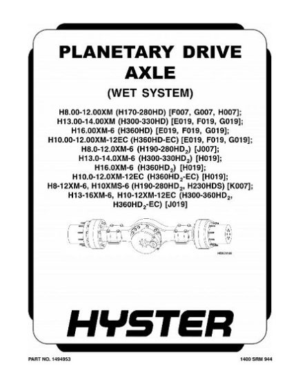 Hyster J019 Service Manual