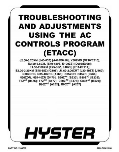 Hyster J160 (J30ZT J35ZT J40ZT) Forklift Service Manual