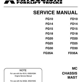 Mitsubishi FG10 FG15 FG18 Forklift Trucks Service Manual