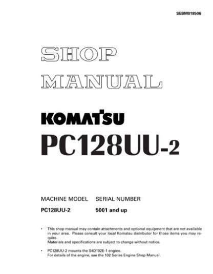 Komatsu PC128UU-2 Hydraulic Excavator Service Shop Manual