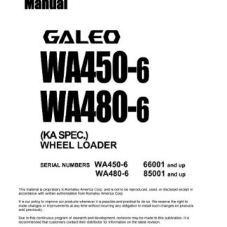 Komatsu WA450-6, WA480-6 Galeo Wheel Loader Service Shop Manual