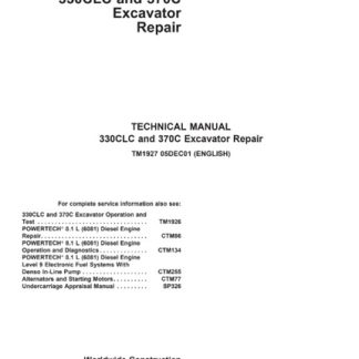 John Deere 330CLC 370C Excavator Technical Manual