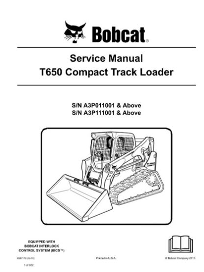 Bobcat T650 Compact Track Loader Service Manual