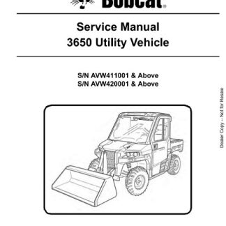 Bobcat 3650 Utility Vehicle Service Repair Manual