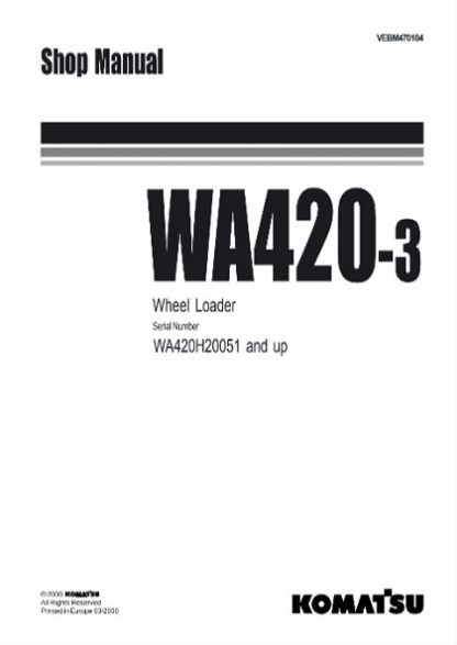 Komatsu WA420-3 Wheel Loader Service Repair Manual