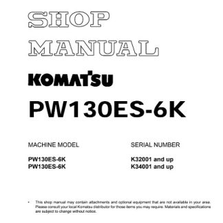 Komatsu PW130ES-6K Hydraulic Excavator Shop Manual