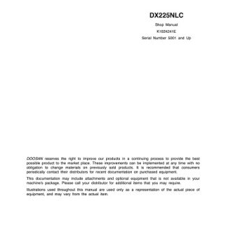 Daewoo Doosan DX225NLC Track Excavator Service Manual