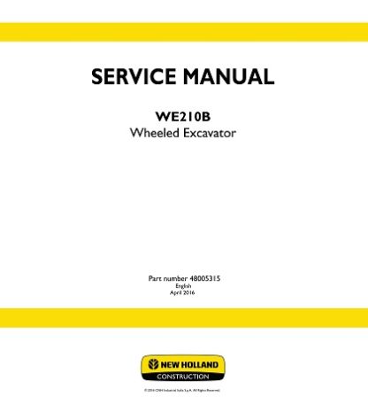 New Holland WE210B Wheeled Excavator Service Repair Manual