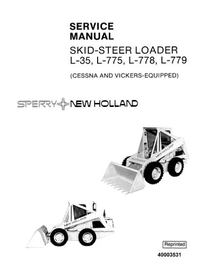 New Holland L35, L775, L778, L779 SkidSteer Service Repair Manual