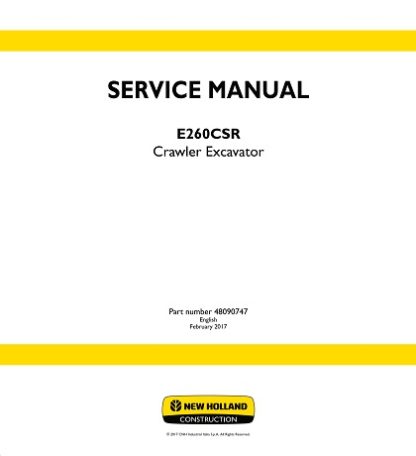 New Holland E260CSR Crawler Excavator Service Repair Manual