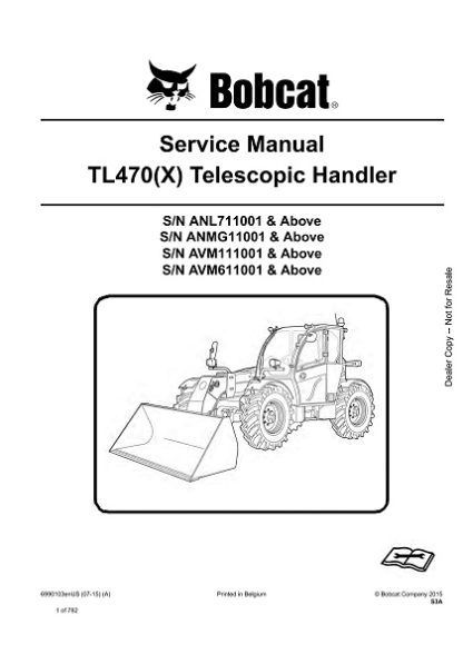 Bobcat TL470(X) Telescopic Handler Service Repair Manual