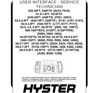 Hyster U005 (H80FT, H90FT, H100FT, H110FT, H120FT) Forklift Service Manual