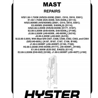 Hyster H160 (J30XMT2, J35XMT2, J40XMT2) Electric Forklift Service Manual