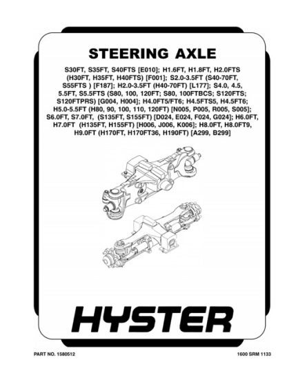 Hyster A299 (H170FT, H175FT36, F190FT) Forklift Service Manual