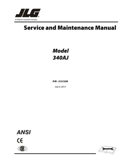 JLG Boom Lifts 340AJ Global Service Repair And Maintenance Manual