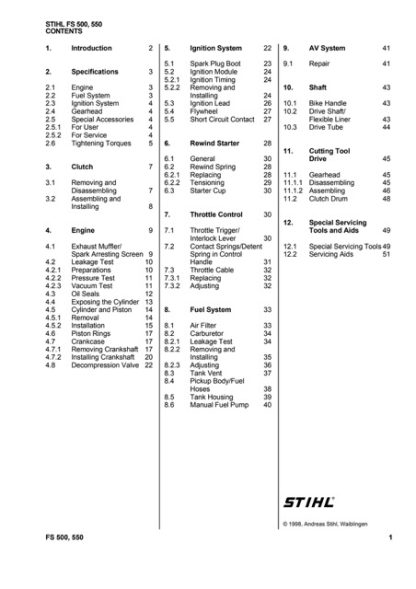 Stihl FS 500, FS 550 Service Repair Manual