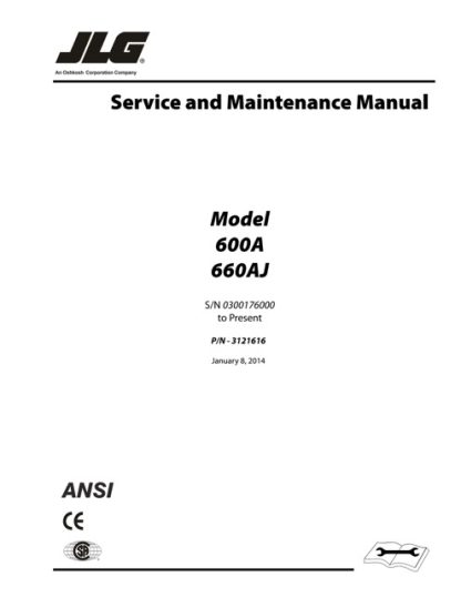 JLG Boom Lifts 600A, 600AJ Global Service Repair And Maintenance Manual