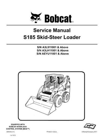 Bobcat S185 Skid Steer Loader Service Repair Manual