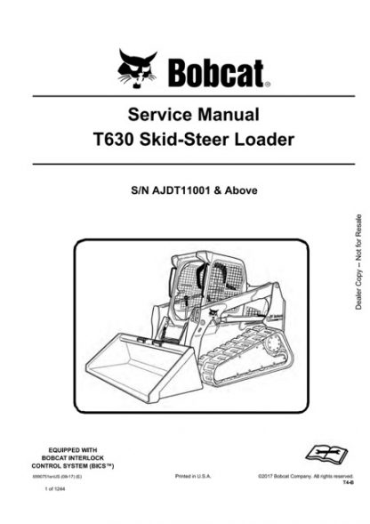 Bobcat T630 Compact Track Loader Service Manual