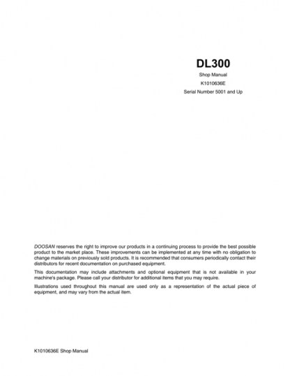 Doosan DL300 Wheel Loader Service Manual