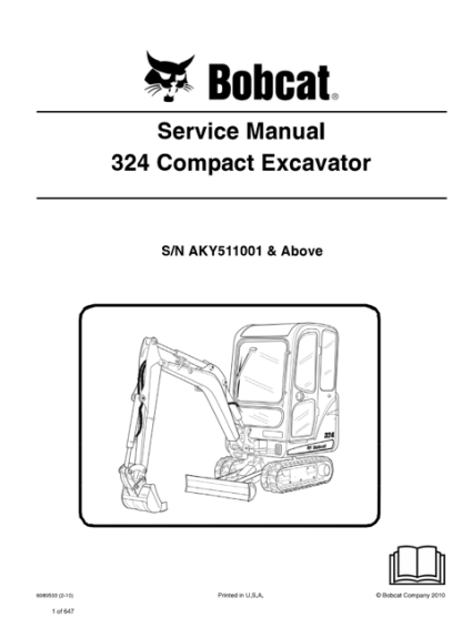 Bobcat 324 Compact Excavator Service Manual
