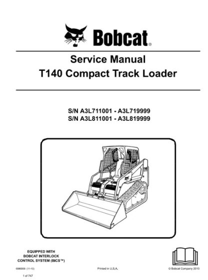 Bobcat T140 Compact Track Loader Service Repair Manual