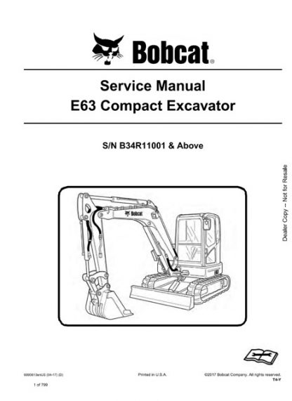 Bobcat E63 Compact Excavator Service Manual