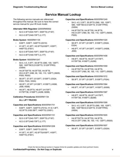 Hyster J004 (S80FT, S80FT-BCS, S100FT, S100FT-BCS, S120FT, S120FTS, S120FT-PRS) Forklift Service Manual