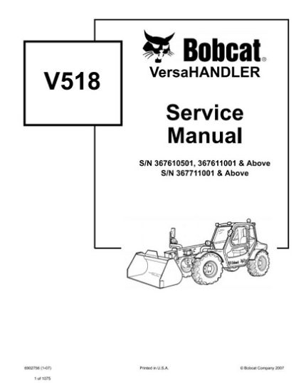 Bobcat V518 VersaHandler Service Repair Manual