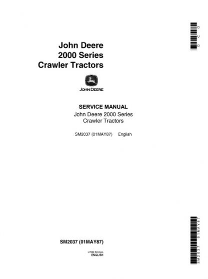John Deere 2000 Series Crawler Tractors Service Manual