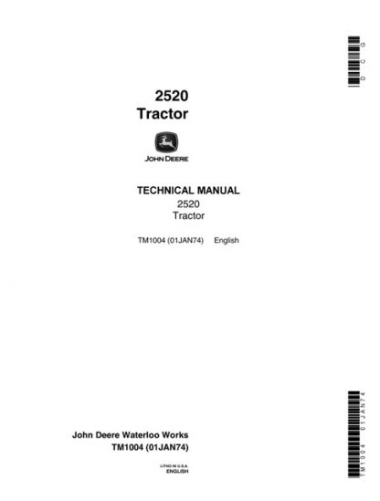 John Deere 2520 Tractor Technical Manual TM1004