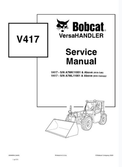 Bobcat V417 VersaHandler Service Repair Manual